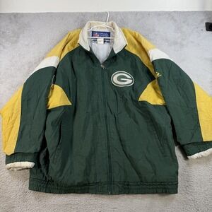 Vintage Green Bay Packers Apex One Jacket Mens XL Green Yellow NFL Windbreaker